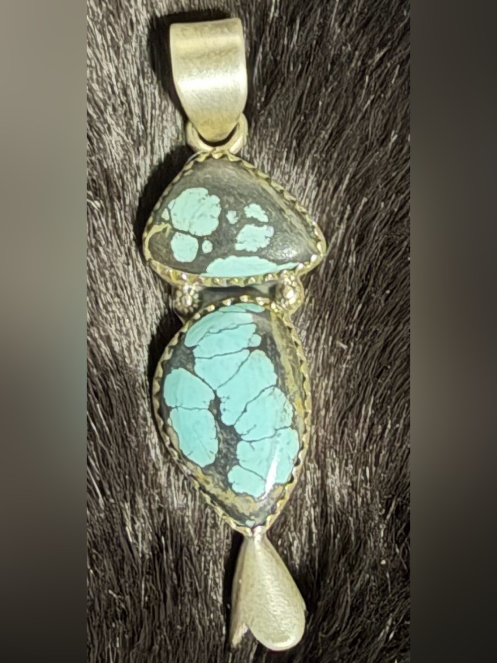 🌙 Stunning Blue Moon Turquoise Sterling Silver Pendant 🌙